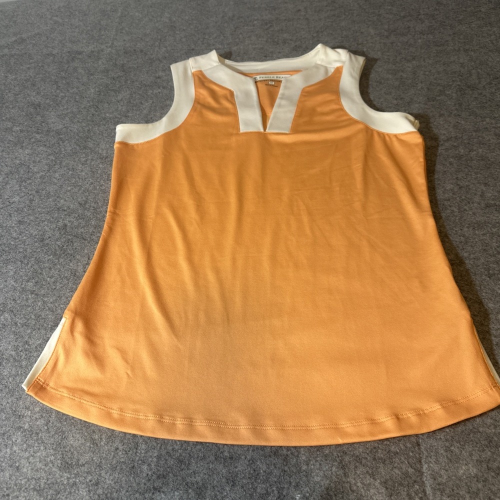 Pebble Beach Dry-Luxe Performance Women‎ Golf Polo Top Sz M Peach Orange Active